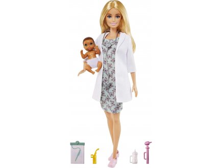 Poupe Barbie Blonde mtier : Pdiatre + Bb + Accessoires - Docteur - Mdecin - Mattel - GVK03