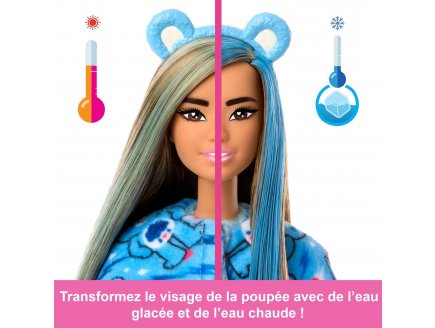 Poupee Barbie Cutie Reveal Bisounours Touronchon 10 surprises - Costume peluche animal - Poupée Mannequin - Mattel - JCN96