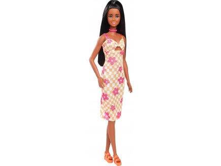 Poupee Barbie Fashionistas noire - Robe avec fleurs rose - Mattel - HYT91