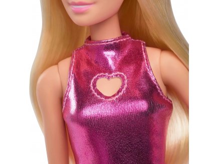 Poup�e Barbie Fashionistas - Robe rose m�tallique avec c�ur - Mattel - HYT88