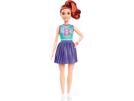 Poupée Barbie Fashionistas rousse avec top et jupe mauve - Poupée mannequin Mode - Mattel - HYT90