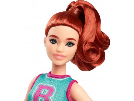 Poupée Barbie Fashionistas rousse avec top et jupe mauve - Poupée mannequin Mode - Mattel - HYT90