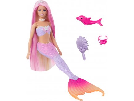 Poupee Barbie Malibu : Sir�ne cheveux rose + Dauphin + 3 accessoires - Mattel - HRP97