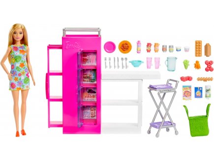 Poupee barbie metier : la cuisine de barbie avec 31 accessoires + 1 poupee mannequin - Mattel - hjv38