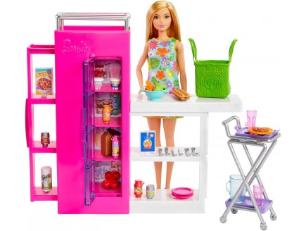 Poupee barbie metier : la cuisine de barbie avec 31 accessoires + 1 poupee mannequin - Mattel - hjv38