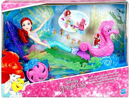 Poupee princesse ariel la petite sirene et son hippo-carrosse - disney - Hasbro - e1699