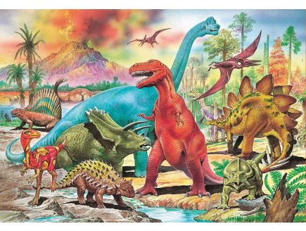 Puzzle au pays des dinosaures 100 pieces - collection dino et animaux prehistorique - Educa - 13179