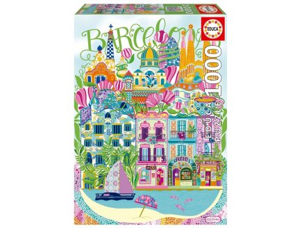 Puzzle Barcelone illustr�, Car Pintos 1000 pieces - Illustration & Artiste, Espagne, Europe - Educa - 20557