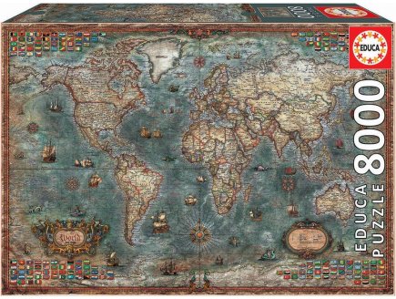 Puzzle carte du monde antique 8000 pieces - collection planisphere - Educa 18017