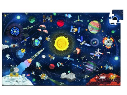 PUZZLE D'OBSERVATION L'ESPACE : FUSEE PLANETE SATELLITE 200 PIECES - DJECO - DJ07413