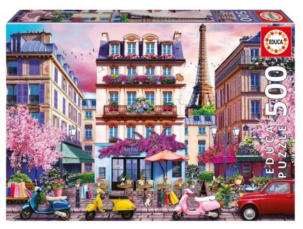 Puzzle Dans les rues de Paris, France 500 pieces - Vue Tour Eiffel, Architecture - Educa - 20548