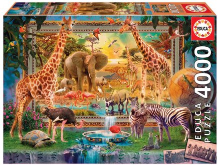 Puzzle de Retour de la Savane : Elphant Zbre Girafe Tortue 4000 pices - Collection animaux savanes - Educa 19285