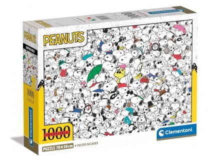 Puzzle Impossible Snoopy, Peanuts 1000 pi�ces - BD, Challenge Extr�me - Clementoni - 39804
