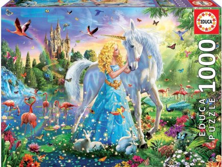 Puzzle la princesse et la licorne blanche dans la foret 1000 pieces - collection monde fantastique - Educa 17654