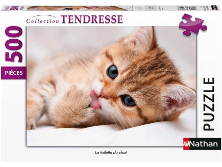 PUZZLE LA TOILETTE DU CHAT 500 PIECES - COLLECTION TENDRESSE - NATHAN - 872411