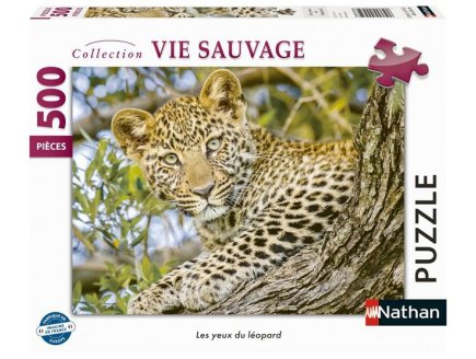 Puzzle les yeux du l�opard - 500 pi�ces - collection animaux sauvage - Nathan - 871315