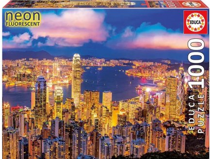 PUZZLE NEON VILLE DE CHINE : HONG KONG 1000 PIECES - COLLECTION FLUORESCENT - EDUCA 18462