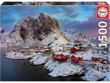 Puzzle norvege : ile lofoten 1500 pieces - collection paysage hiver - Educa - 17976