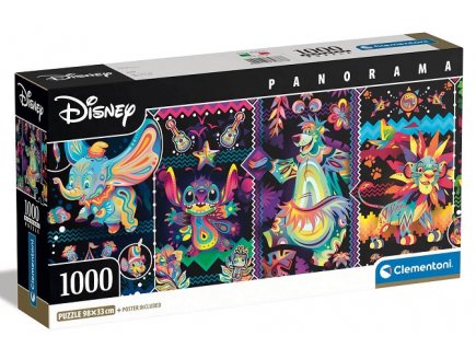 Puzzle panorama Stitch Bambi Roi Lion Baloo Dumbo 1000 piece - Collection Personnage Disney - Clementoni - 39876