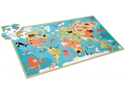 Puzzle xxl les animaux du monde - 100 pieces - carte - enfant - dam - 6181117