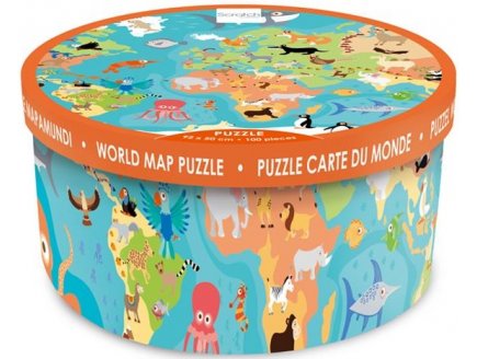 Puzzle xxl les animaux du monde - 100 pieces - carte - enfant - dam - 6181117