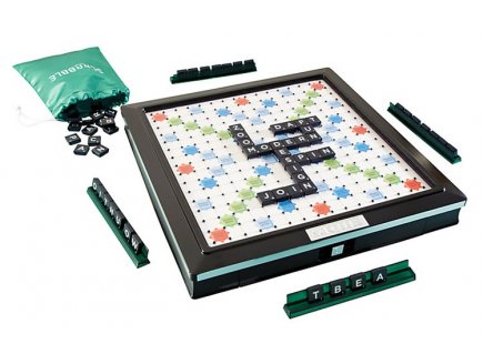 Scrabble deluxe avec plateau tournant - Mattel games - y9585 - jeu de societe lettres