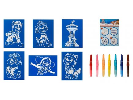 Set cratif Pat Patrouille Stylos pulverisateurs - Pochoirs, Feutres aerographe, Spray - Coloriage Paw Patrol