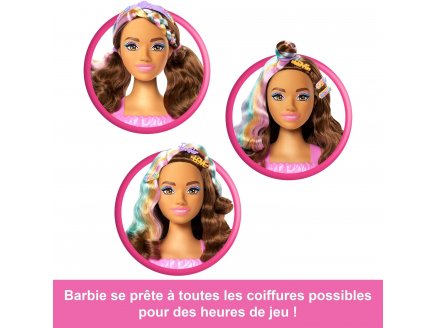 T?te ? coiffer barbie chevelure brune et accessoires - color reveal - Mattel - jfg82