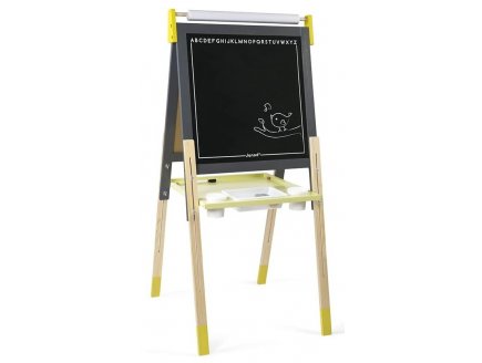 Tableau r�glable double face en bois Gris et Jaune + Accessoires - Janod - J09630