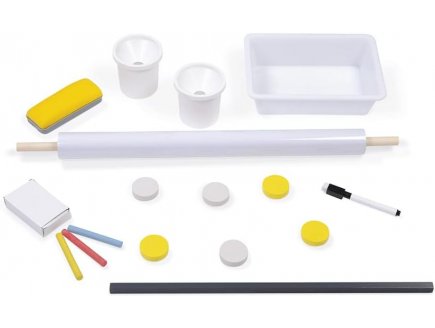 Tableau r�glable double face en bois Gris et Jaune + Accessoires - Janod - J09630