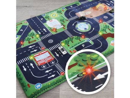 TAPIS CIRCUIT VOITURES LUMINEUX 72 x 120 CM + 3 VEHICULES - BUKI - CHAMBRE ENFANT
