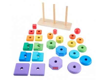 Trieur de formes Empilo en bois 26 pi�ces - Fisher-Price - HXT76 - Jouet Tri & Empilage b�b�