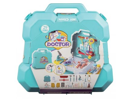 Valise centre pediatrique pour poupon - malette de soins docteur - nursery poupee