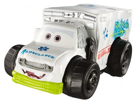 Vehicule cars 3 vehicule nageur - dr damage ambulance blanche - voiture miniature - mattel - dxw12