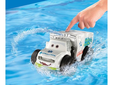 Vehicule cars 3 vehicule nageur - dr damage ambulance blanche - voiture miniature - mattel - dxw12
