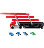 HOT WHEELS MEGA CAMION TRANSPORTEUR 45 CM AVEC 6 PANNEAUX DE STATIONNEMENT + 4 VOITURES - MATTEL - FPM81