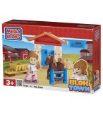 L ECURIE AVEC PONEY ET FFIGURINE - 16 PIECES  - BLOK TOWN - MEGA BLOKS - 361 - JEU DE CONSTRUCTION