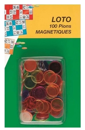 Loto Boite magnetique avec baton ramasse 100 pions de marquage Kit