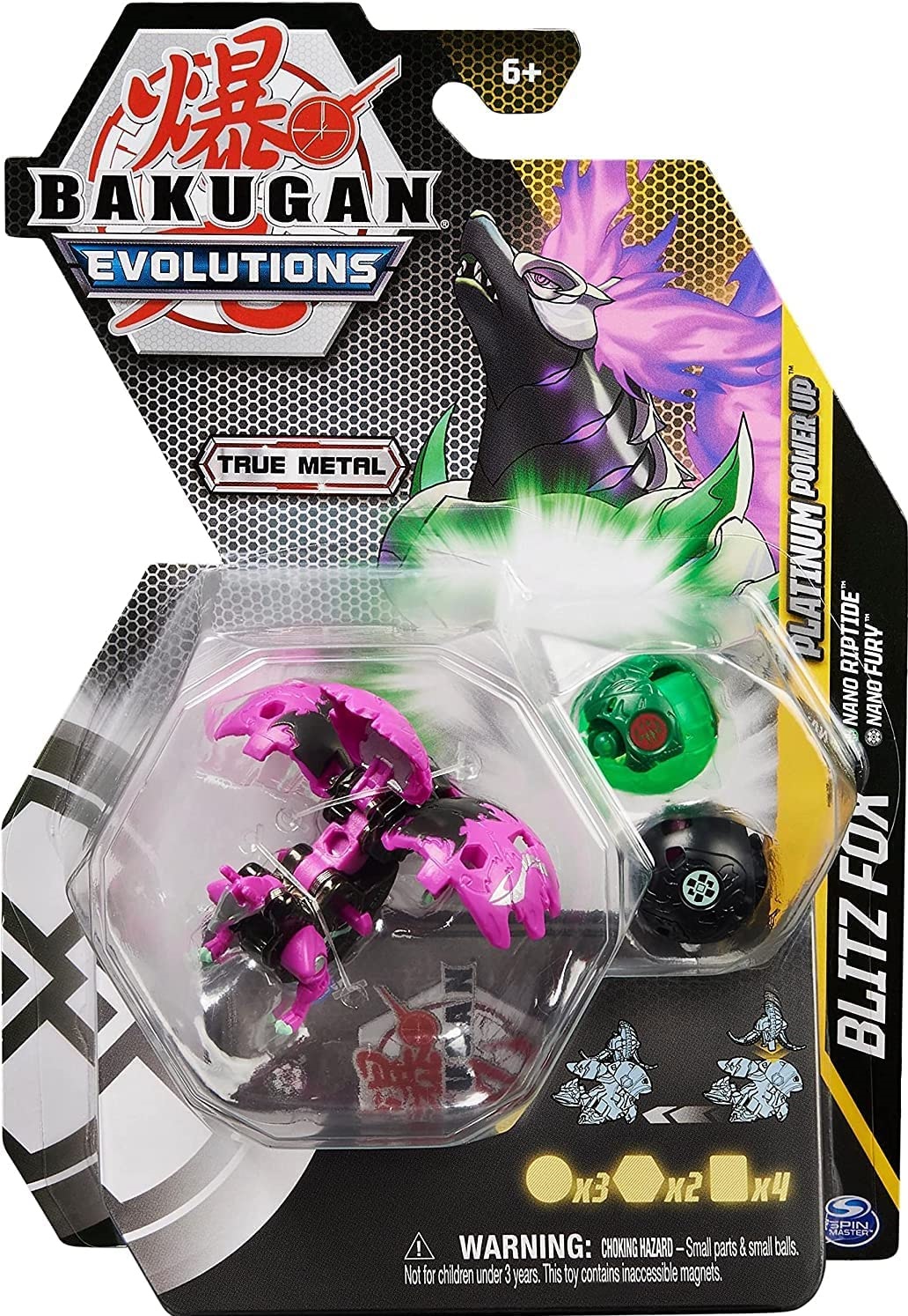 Bakugan Evolutions Platinum Power Up Blitz Fox Nano Riptide Nano