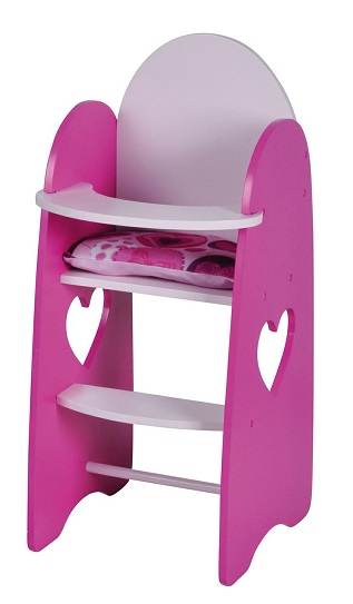 Chaise haute pour poupon cœur rose - Jouet Mobilier poupée