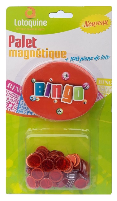 Palet magnétique Bingo avec 100 pions de loto - Lotoquine