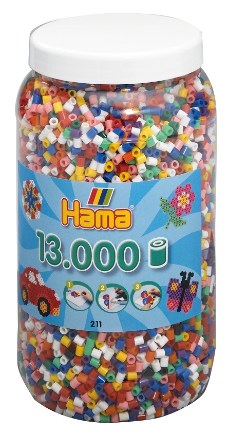 Pot de 2 000 perles Hama à repasser taille maxi couleurs pastels assorties