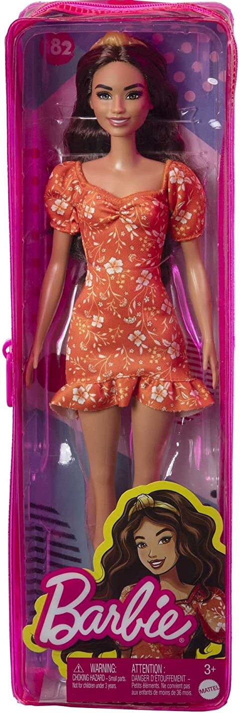 Barbie Grande Poupée Mannequin Brune Fashionistas Avec Une Robe