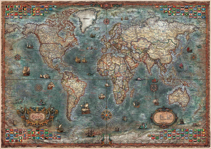 Educa 18017 puzzle adulte 8000 pièces carte du monde antique