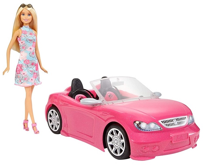 Voiture Cabriolet rose Barbie + poupée chic - Jouet Mattel