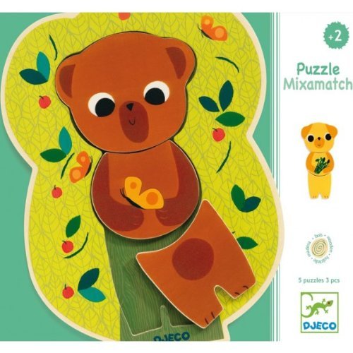 Djeco Puzzle - 3 pces - 3+4+5 Briques - Bois - Châtaigne