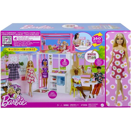 Maison de barbie + 2 barbie + 1 filette + nombreux accessoires