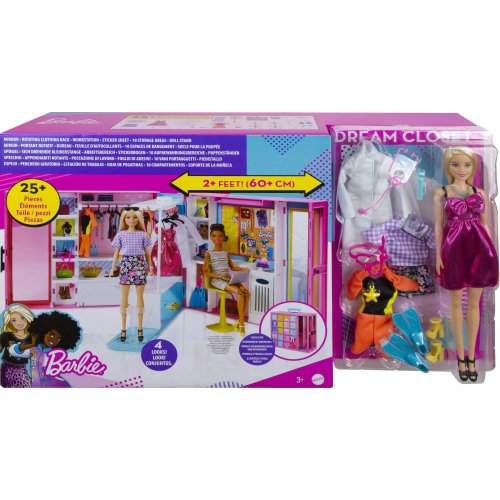 Barbie dressing transportable + 25 accessoires + 1 poupée GBK10