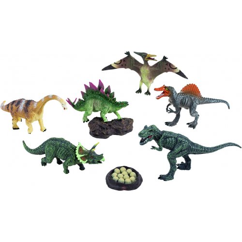 Coffret de 6 dinosaures en plastique animaux préhistorique