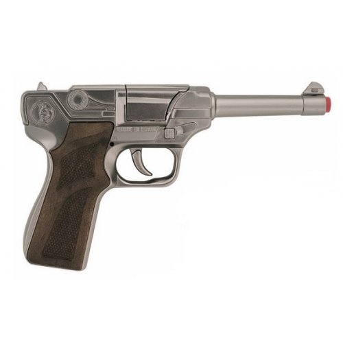 pistolet police metal argent gris 8 coups - gonher - accessoire